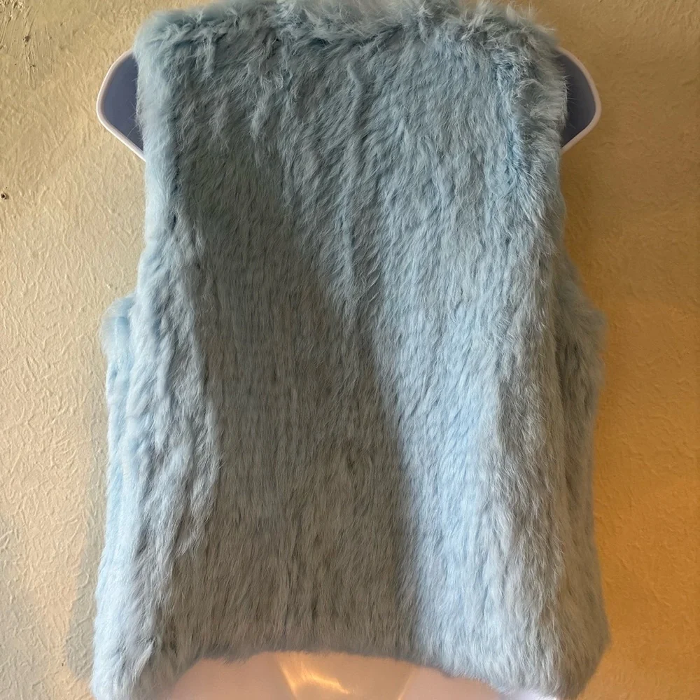 525 America Luxe Women's Rabbit Fur Vest in Light Blue‎